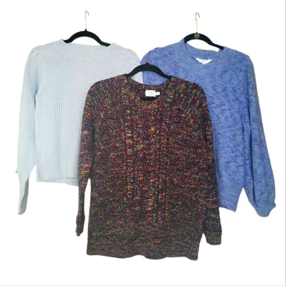 Knit Sweater Multicolored Pullover Sweater Bundle of 3 - Picture 1 of 15